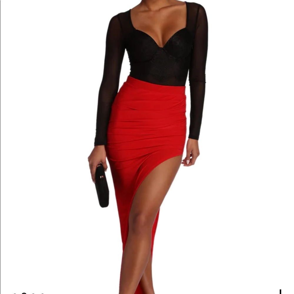 Red High Cut Skirt